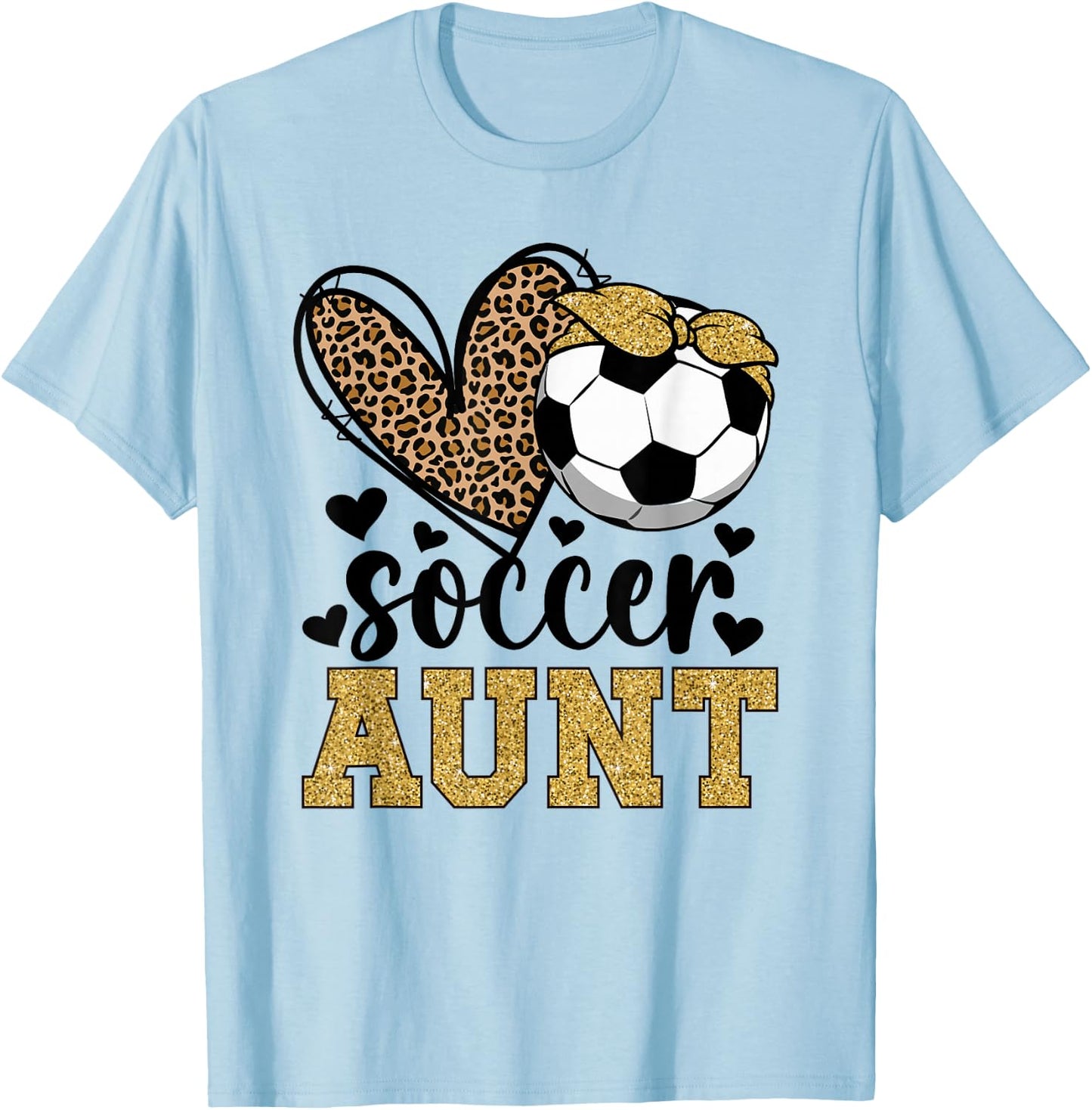 Soccer Aunt Heart Soccer Auntie Of A Soccer Player Aunt T-Shirt - T-Shirt | Light Blue