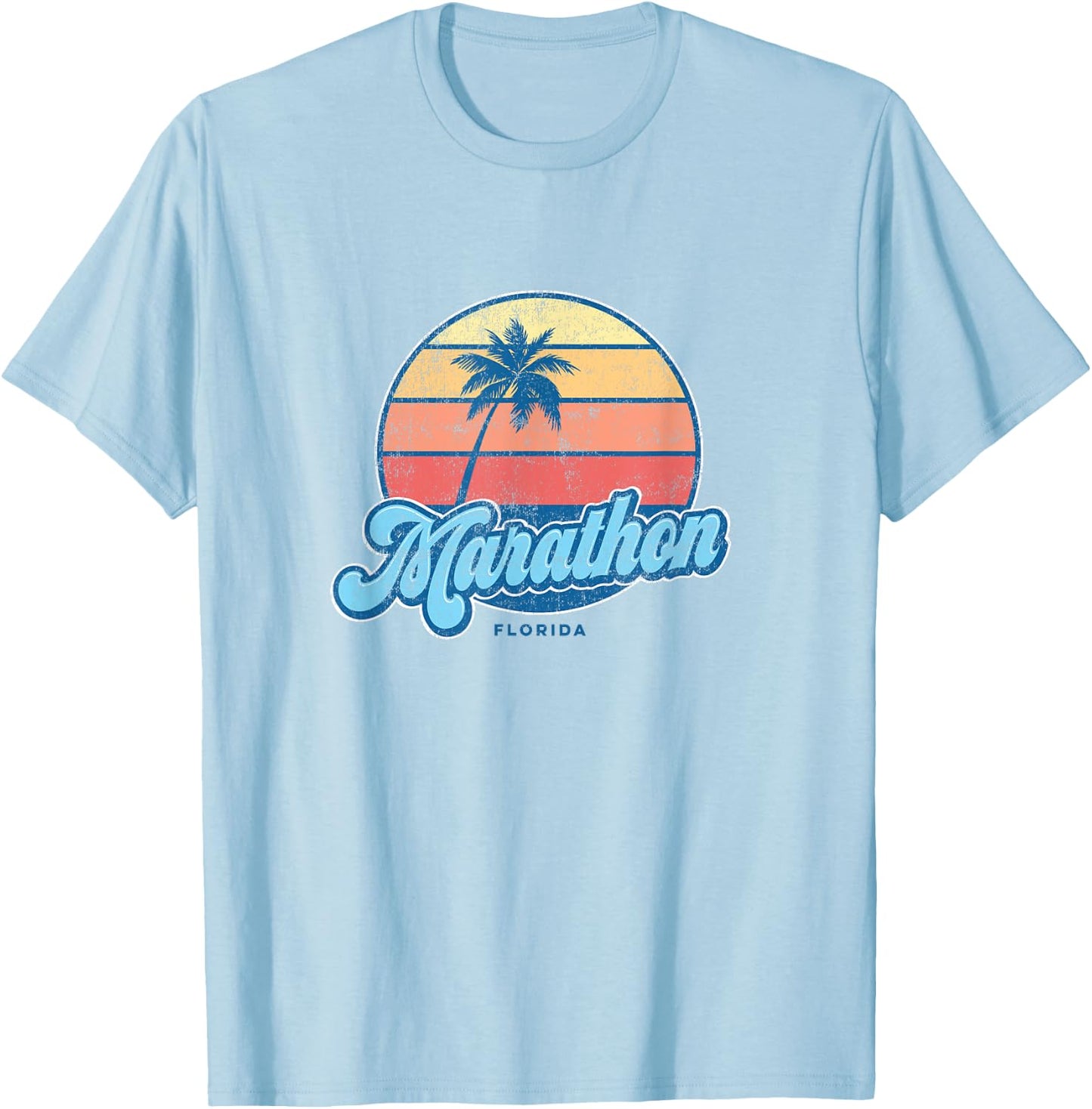 Vintage Marathon Florida FL Classic 70s Retro Surfer T-Shirt - T-Shirt | Light Blue