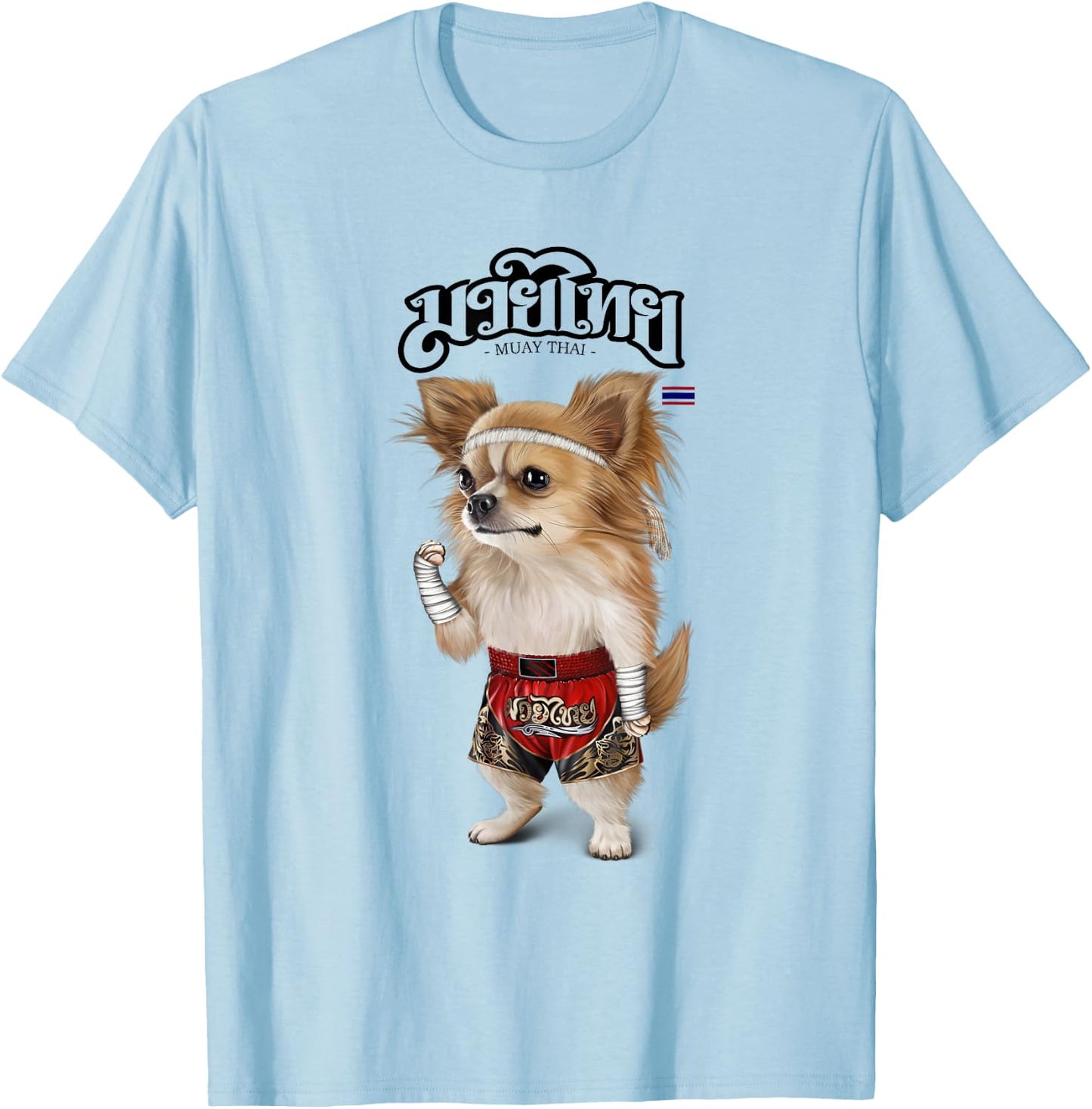 Chihuahua Dog as Muay Thai Kick Boxing Champion T-Shirt - T-Shirt | Light Blue