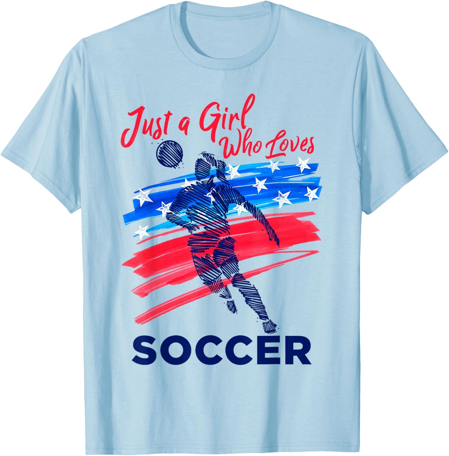 Just a Girl Who Loves Soccer Kids Girl Teen Football T-Shirt - T-Shirt | Light Blue
