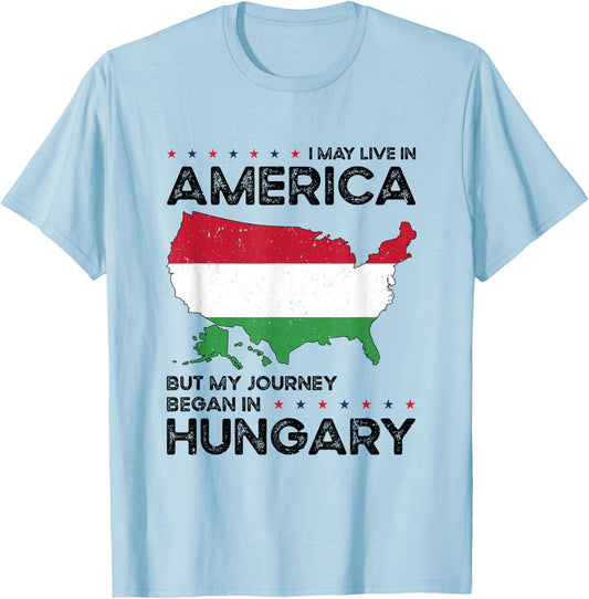 Hungarian American Patriot USA Grown Hungary US Flag T-Shirt - T-Shirt | Light Blue