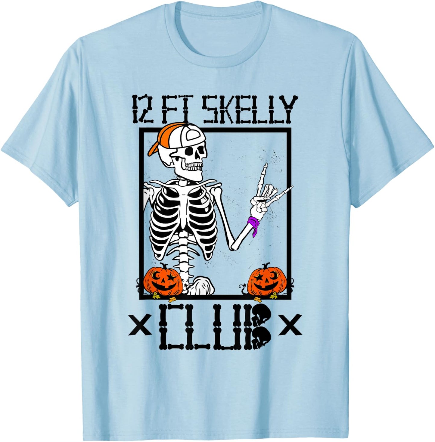12 FT Skelly Club - Halloween 12 Foot Skeleton T-Shirt - T-Shirt | Light Blue