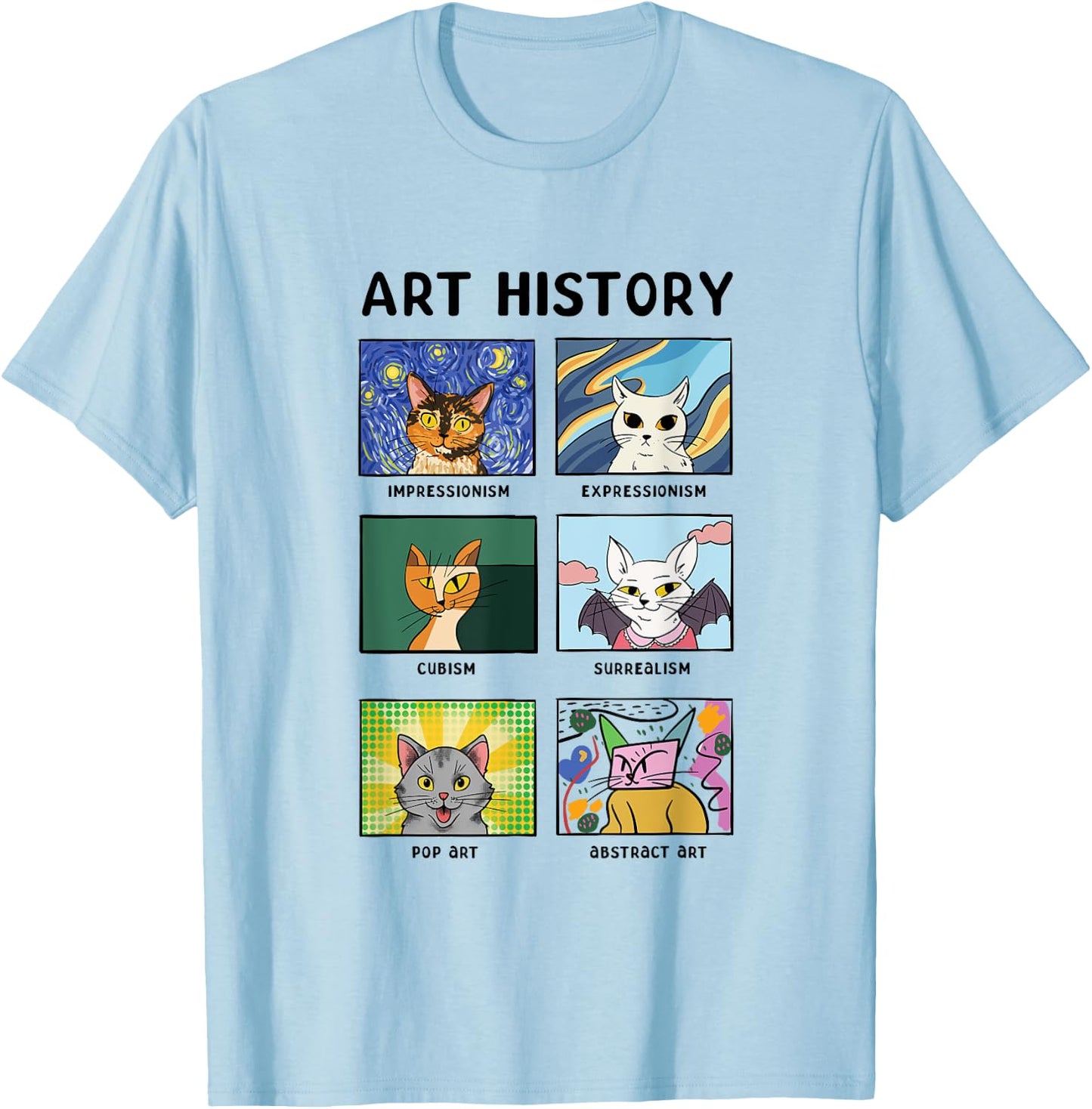 Art History Cats Fine Arts Cat for Art Collector T-Shirt - T-Shirt | Light Blue