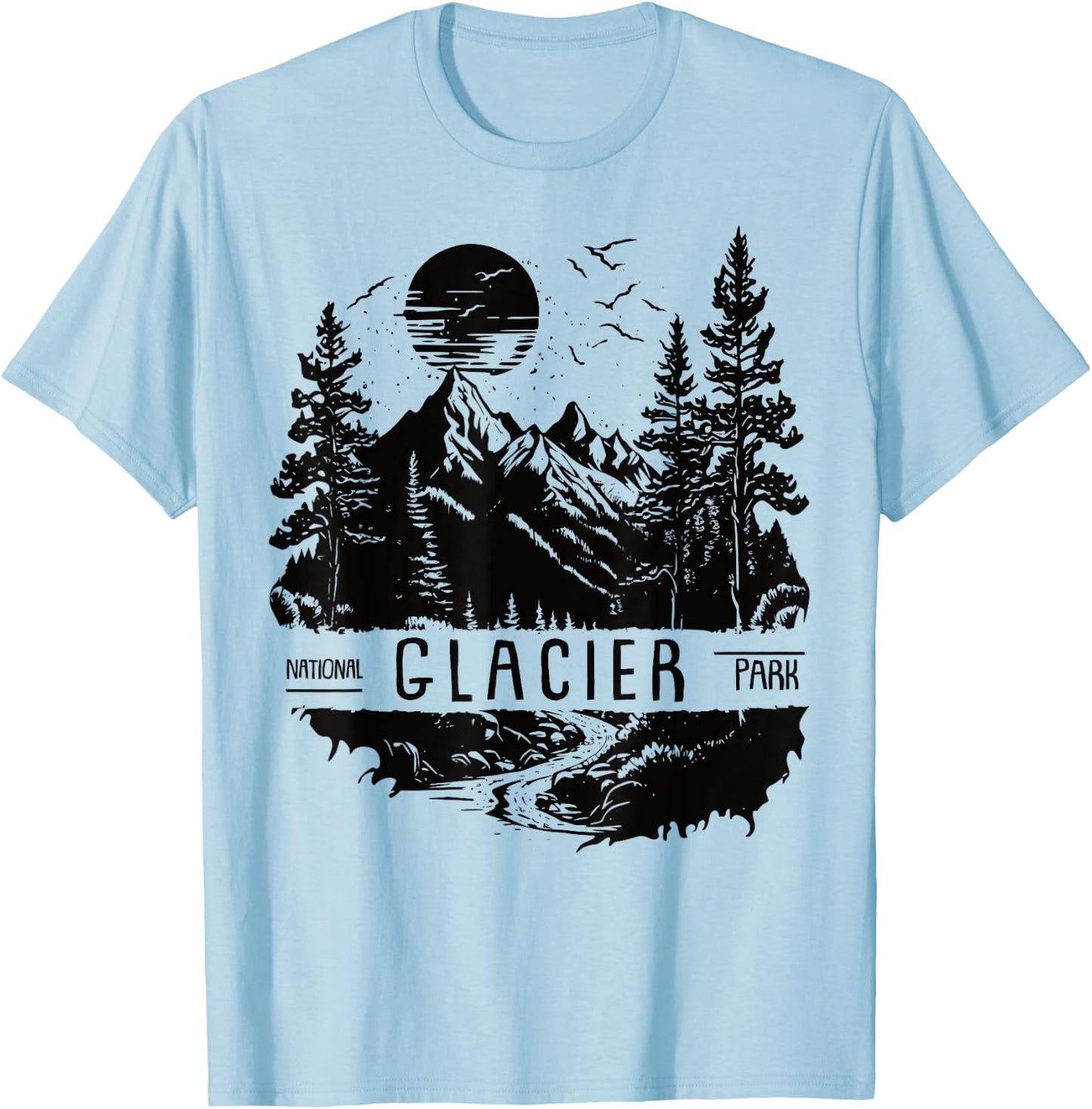 Retro Glacier National Park US Vintage Glacier T-Shirt - T-Shirt | Light Blue