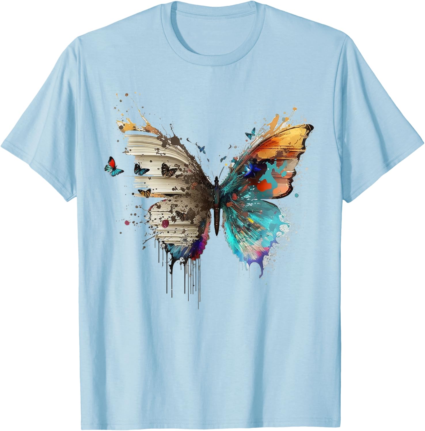 Art abstract butterfly animals book artwork T-Shirt - T-Shirt | Light Blue