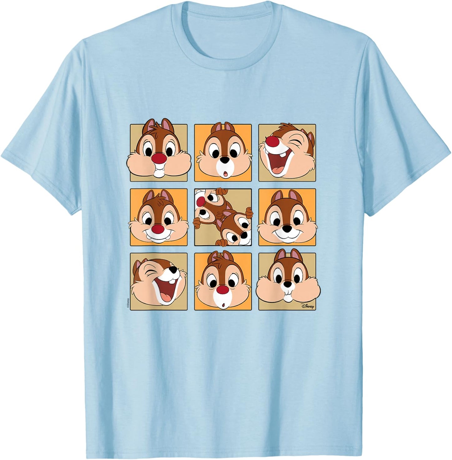 Chip 'N Dale Rescue Rangers - Chip & Dale Face Grid T-Shirt - T-Shirt | Light Blue