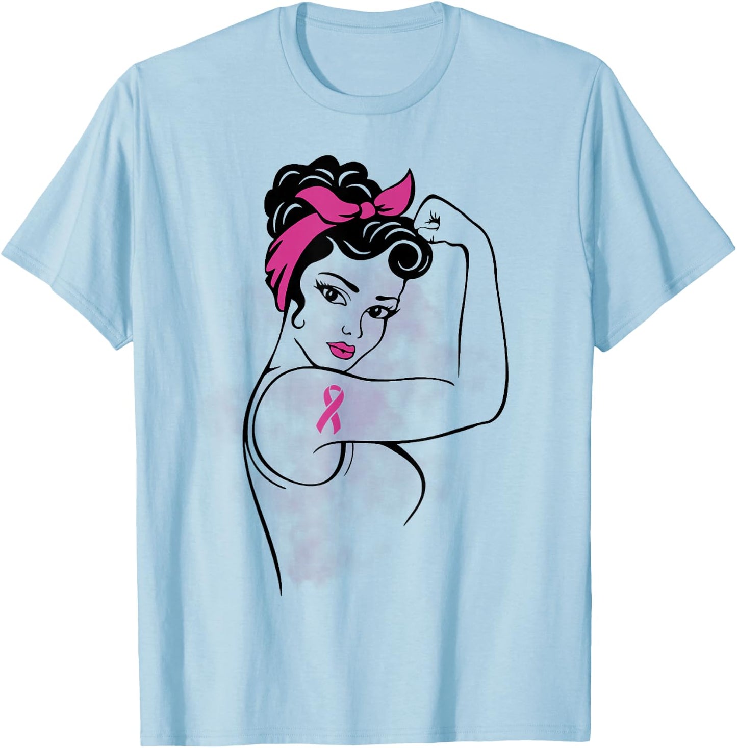 Fight Like a Hero Breast Cancer Awareness Hope Pink Ribbon T-Shirt - T-Shirt | Light Blue