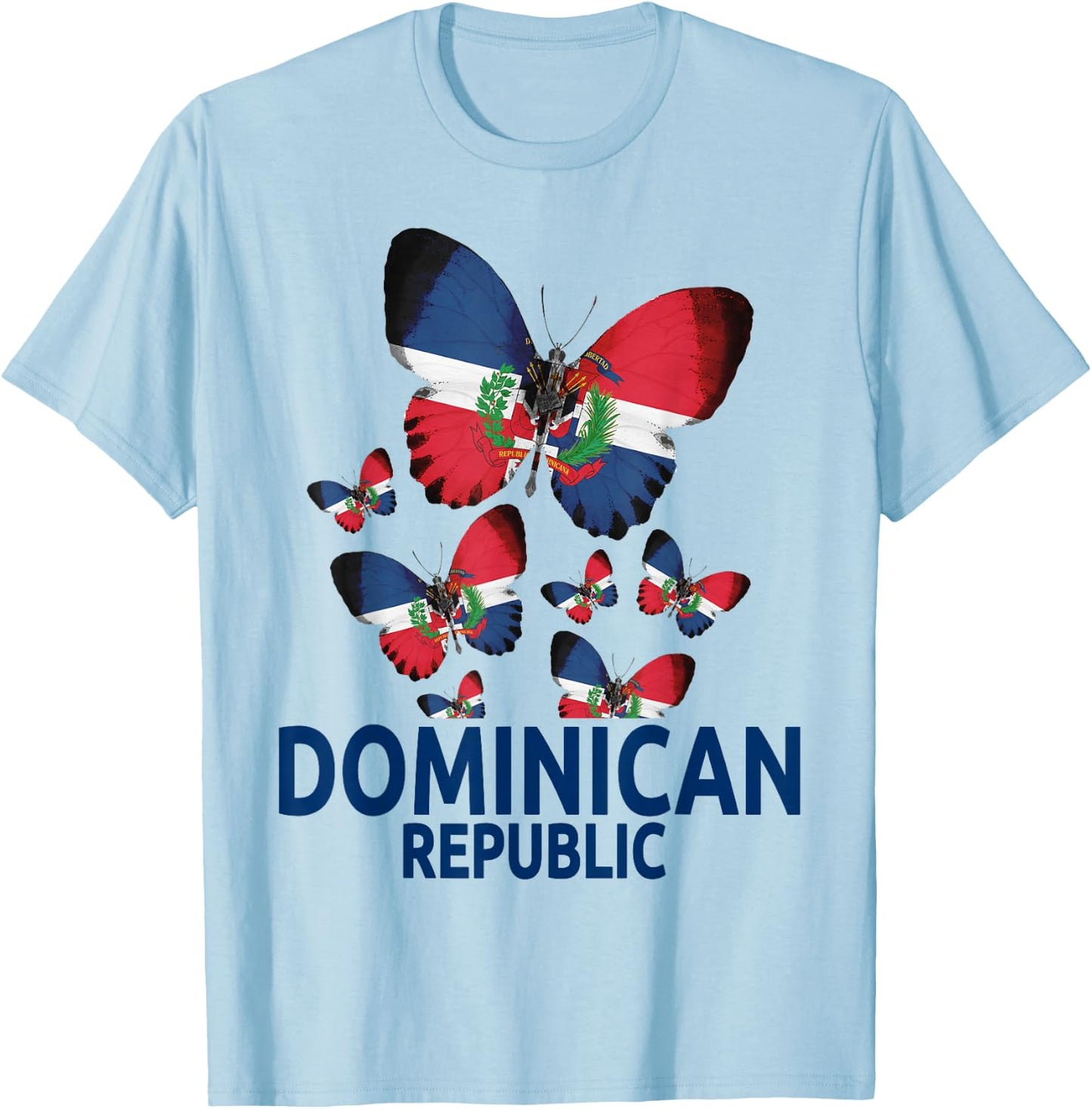 Republica Dominicana Butterfly & Dominican Flag T-Shirt - T-Shirt | Light Blue