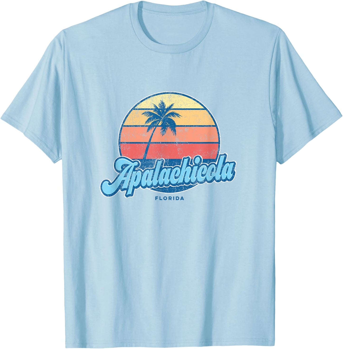 Vintage Apalachicola Florida FL Classic 70s Retro Surfer T-Shirt - T-Shirt | Light Blue
