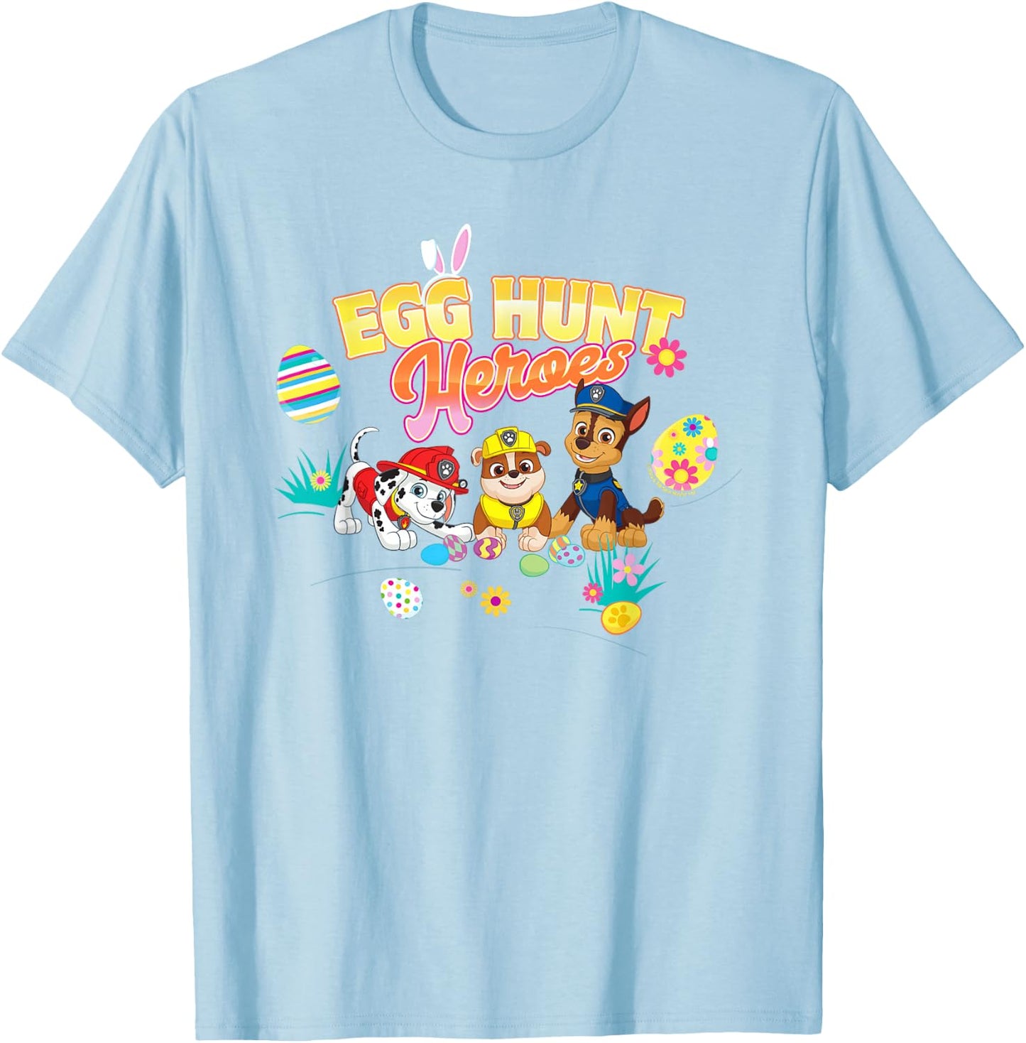 PAW Patrol Easter Egg Hunt Heroes Chase, Rubble And Marshall T-Shirt - T-Shirt | Light Blue