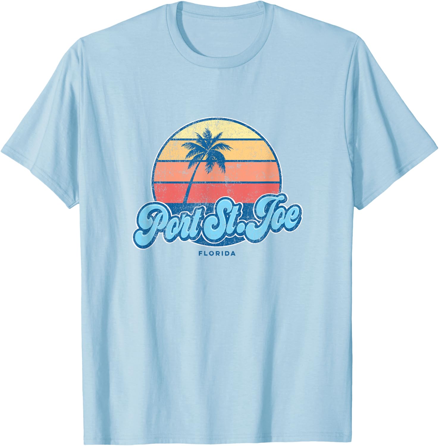 Vintage Port St. Joe Florida FL Classic 70s Retro Surfer T-Shirt - T-Shirt | Light Blue