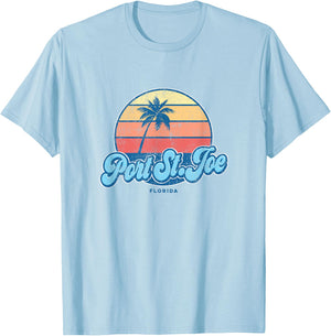 Vintage Port St. Joe Florida FL Classic 70s Retro Surfer T-Shirt - T-Shirt | Light Blue