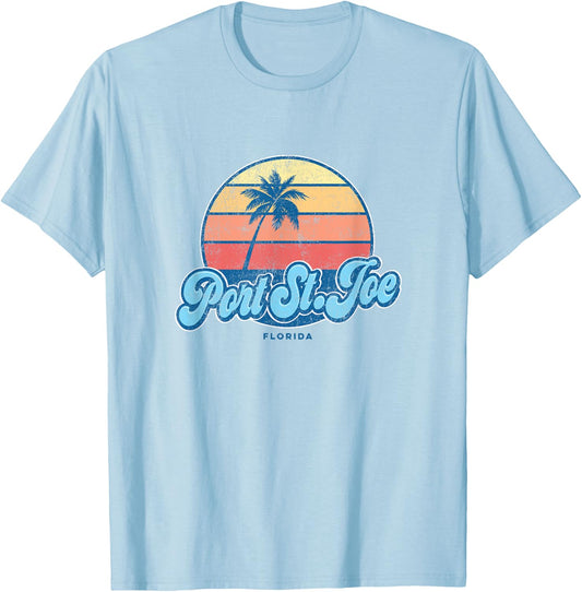 Vintage Port St. Joe Florida FL Classic 70s Retro Surfer T-Shirt - T-Shirt | Light Blue