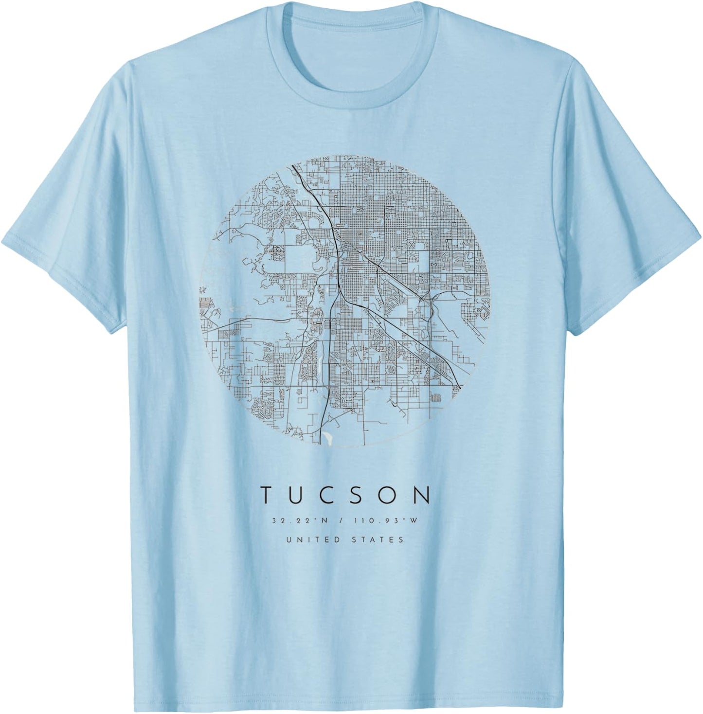 Tucson Arizona Coordinates map hometown T-Shirt - T-Shirt | Light Blue