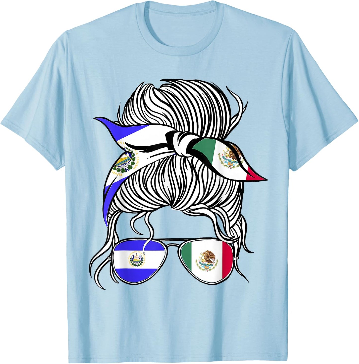 El Salvador Flag Mexico Grown Women Girl Country T-Shirt - T-Shirt | Light Blue