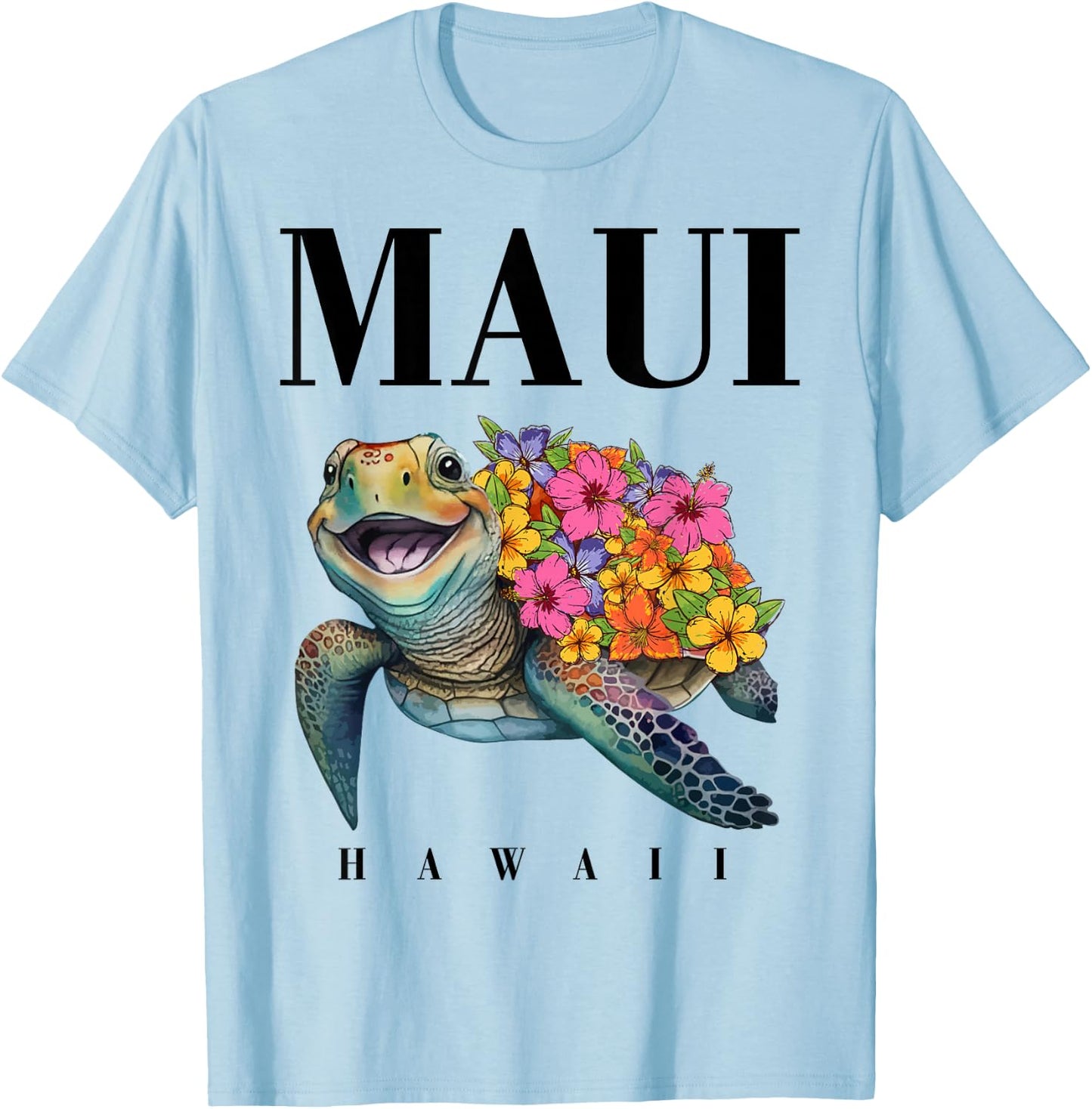 Maui Hawaii T Shirt Girl Women Kids Sea Turtle Hawaiian T-Shirt - T-Shirt | Light Blue