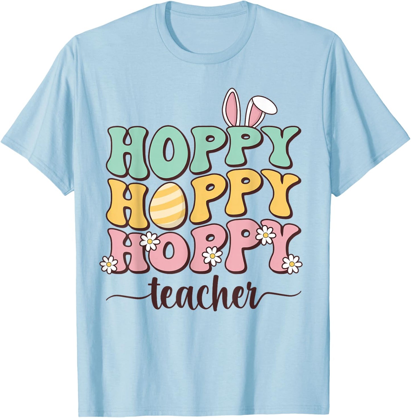 Easter Teacher Bunny Happy Easter Egg Retro Teacher Women T-Shirt - T-Shirt | Light Blue