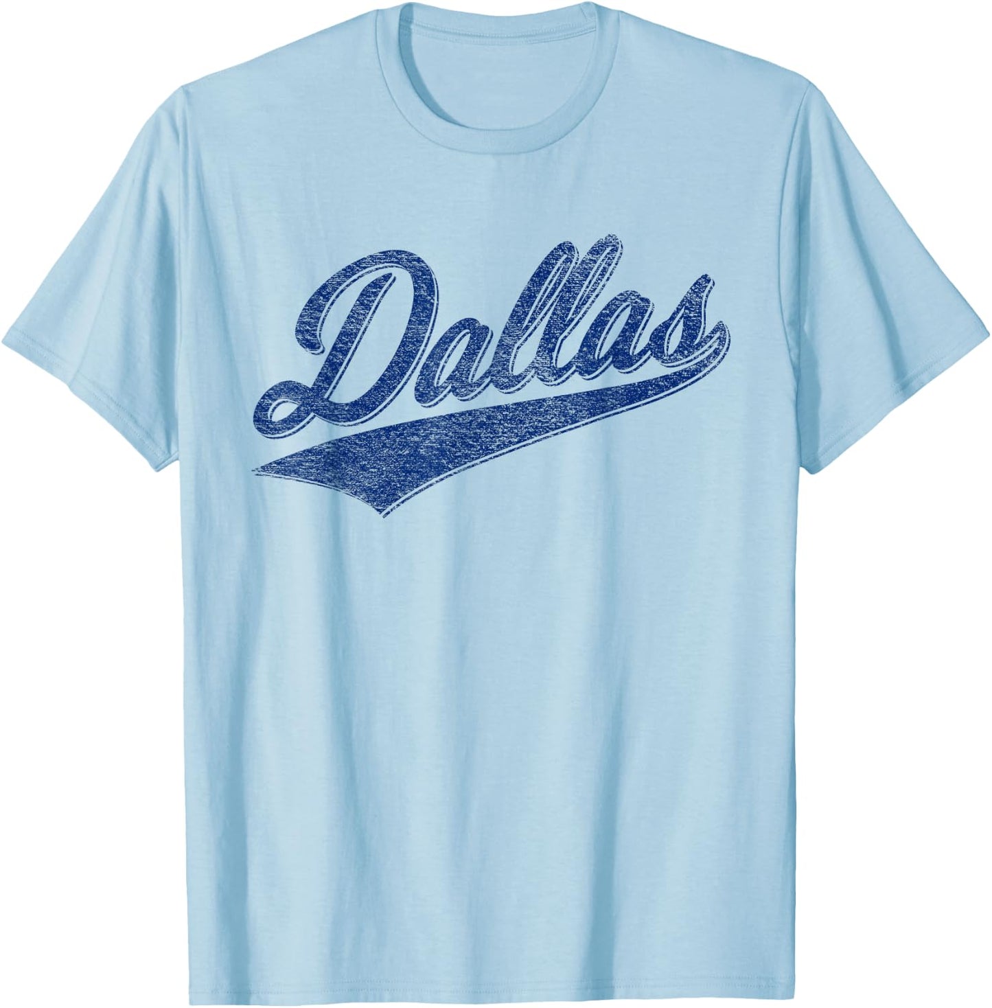 Dallas Texas Varsity Script Classic Sports Jersey Style T-Shirt - T-Shirt | Light Blue