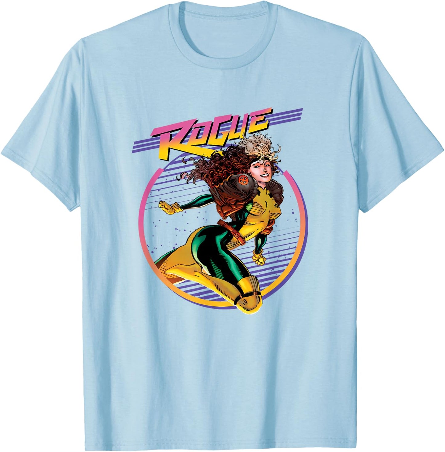 Marvel X-Men Rogue Sassy Neon Solo Portrait T-Shirt - T-Shirt | Light Blue