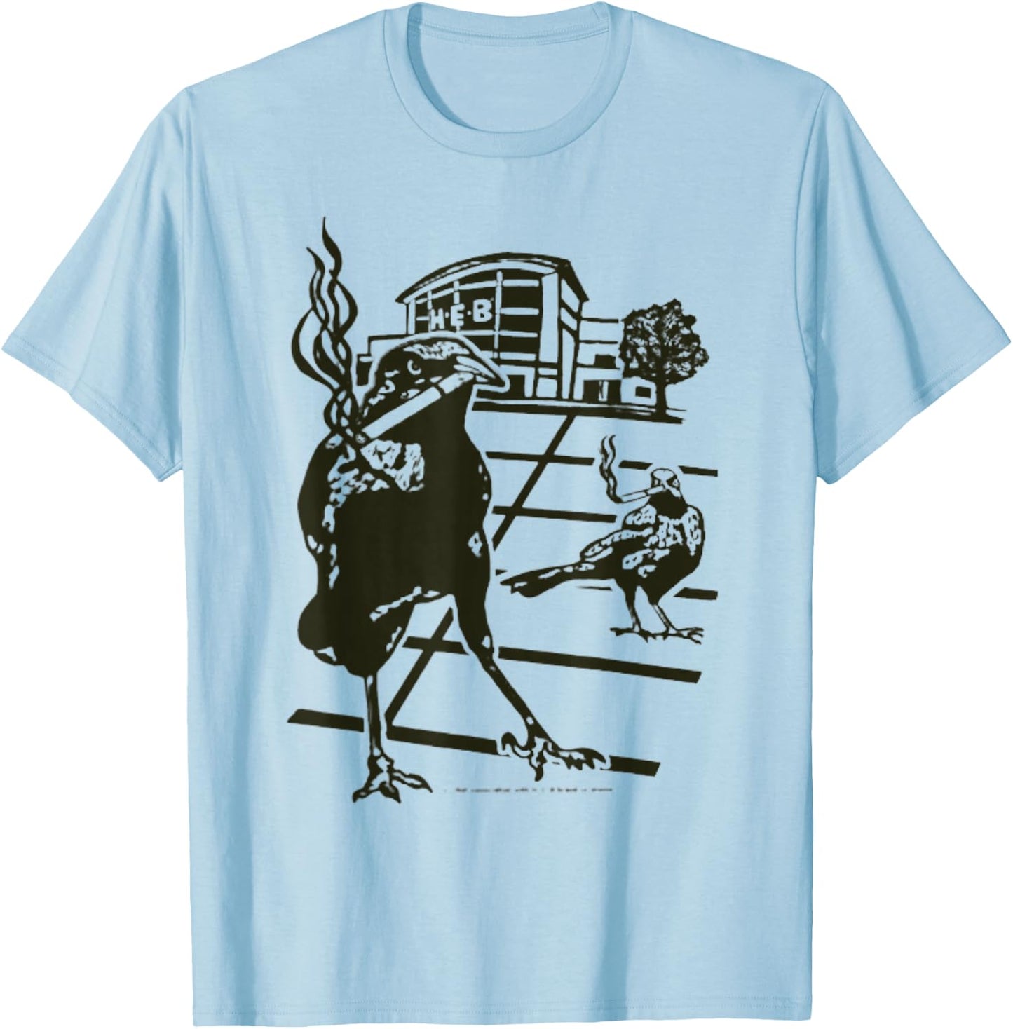 Smoking Grackle Bird T-Shirt - T-Shirt | Light Blue