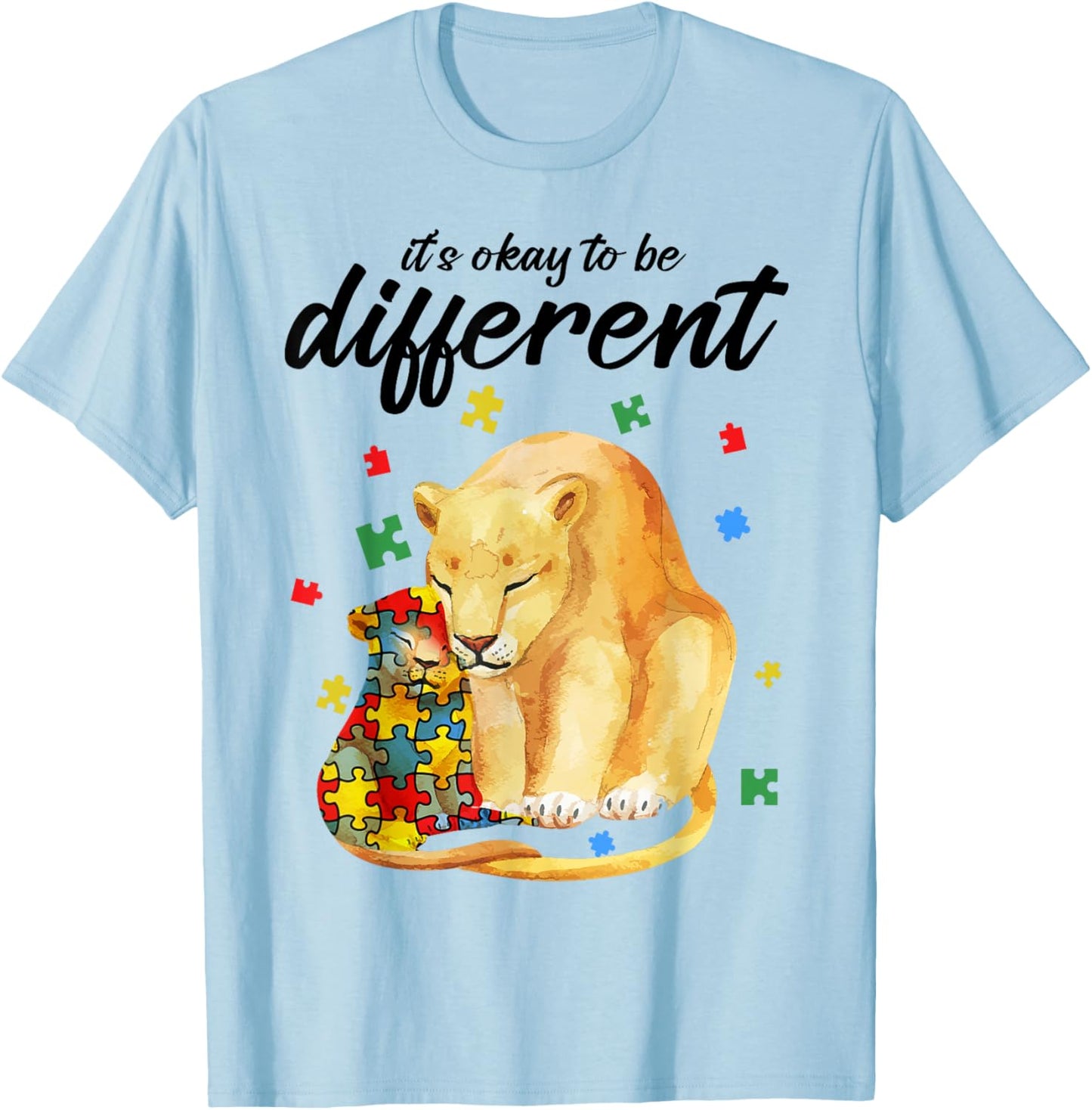 Autism Awareness Shirt Women Ok Be Different Lion Autism Mom T-Shirt - T-Shirt | Light Blue