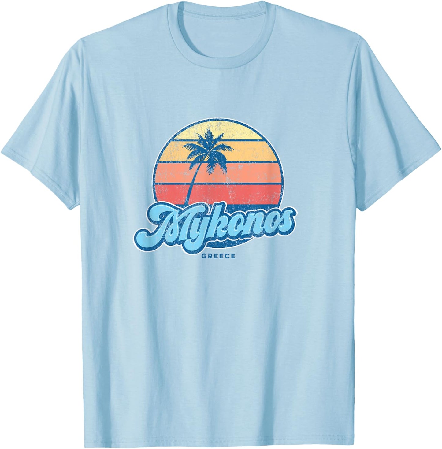 Vintage Mykonos Greece Classic 70s Retro Surfer T-Shirt - T-Shirt | Light Blue