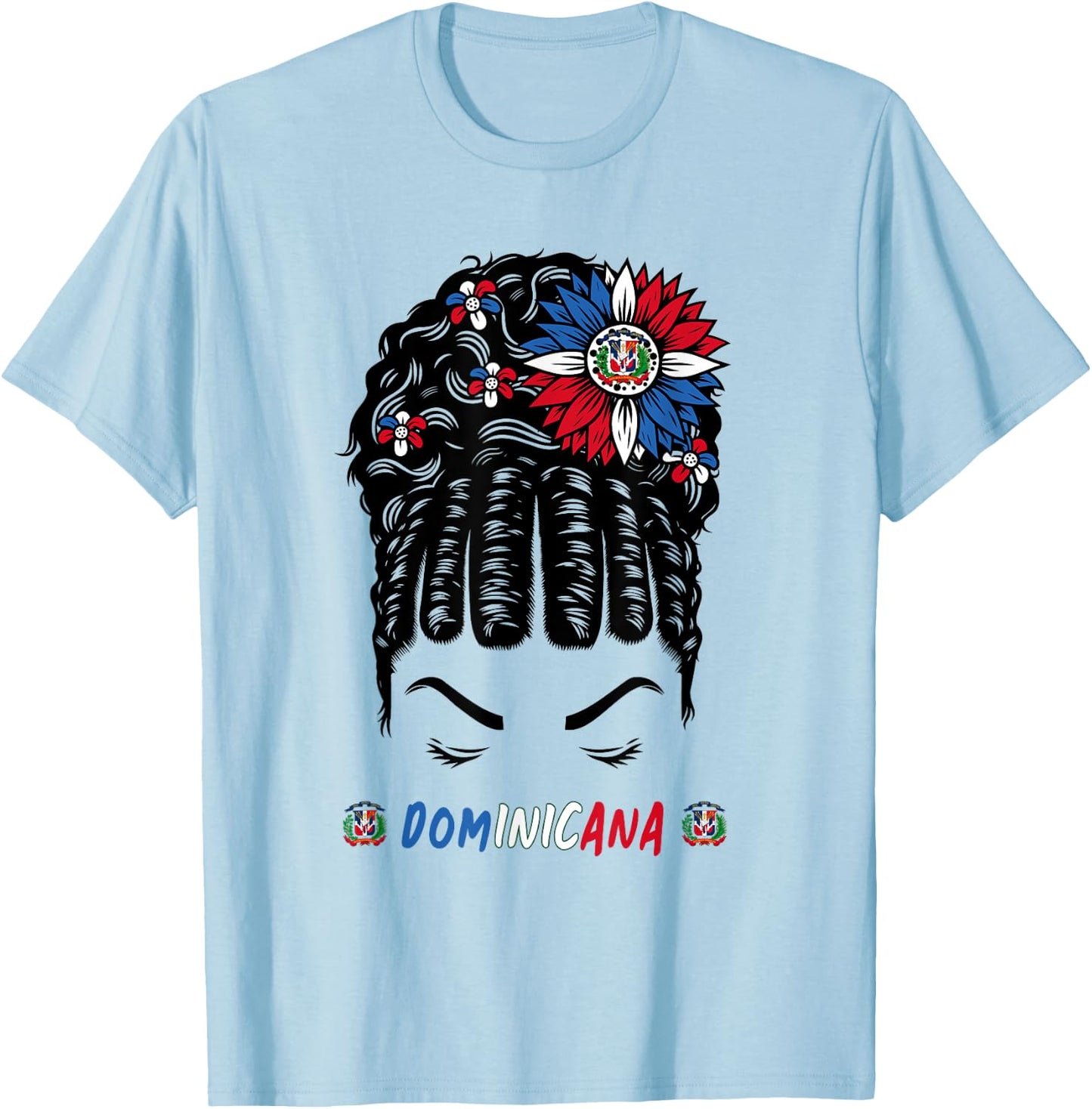 Dominican Outfit For Girls & Dominican Republic Flag T-Shirt - T-Shirt | Light Blue