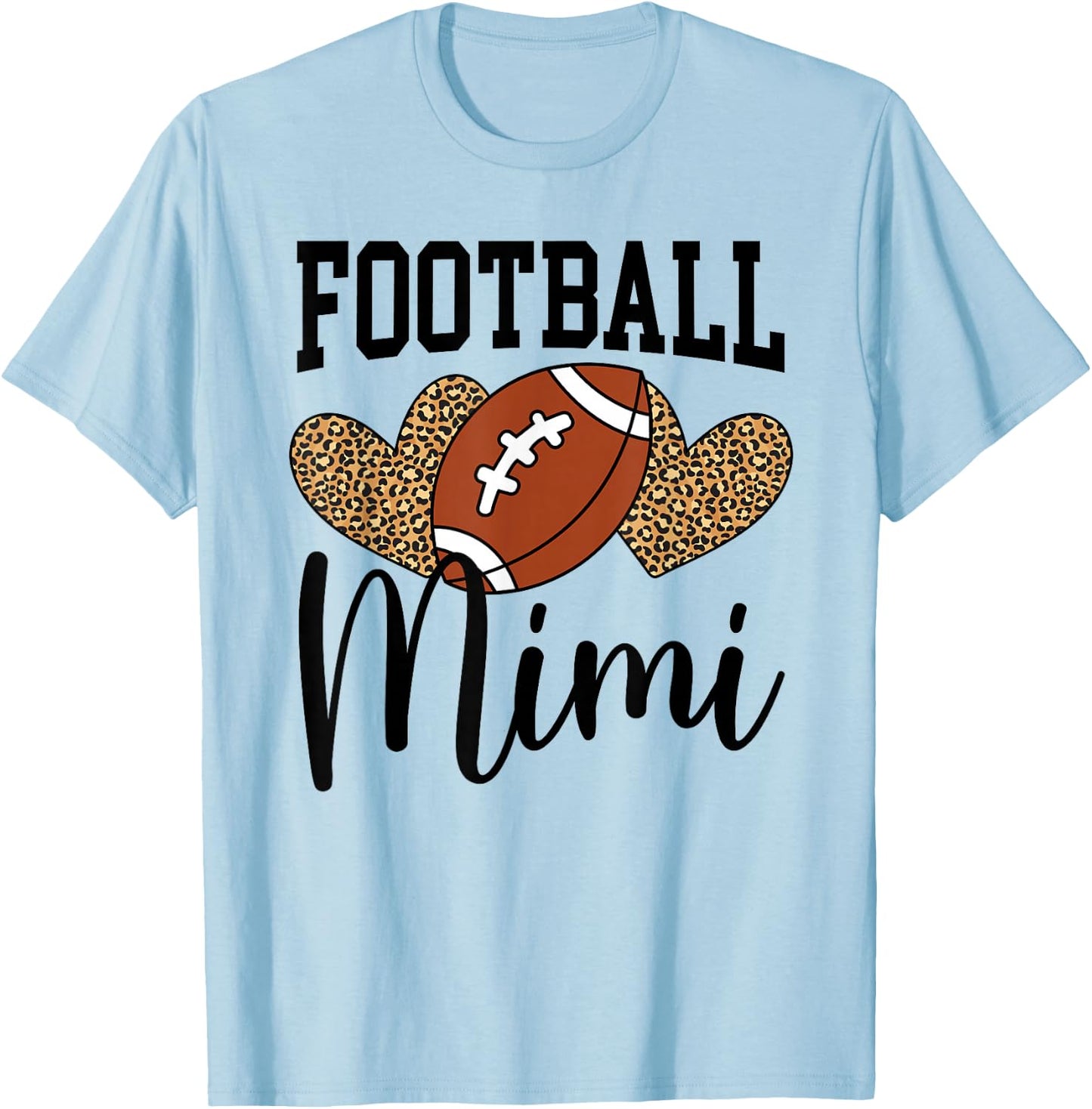 Football Mimi Hearts Grandma Mimi of A Football Player T-Shirt - T-Shirt | Light Blue