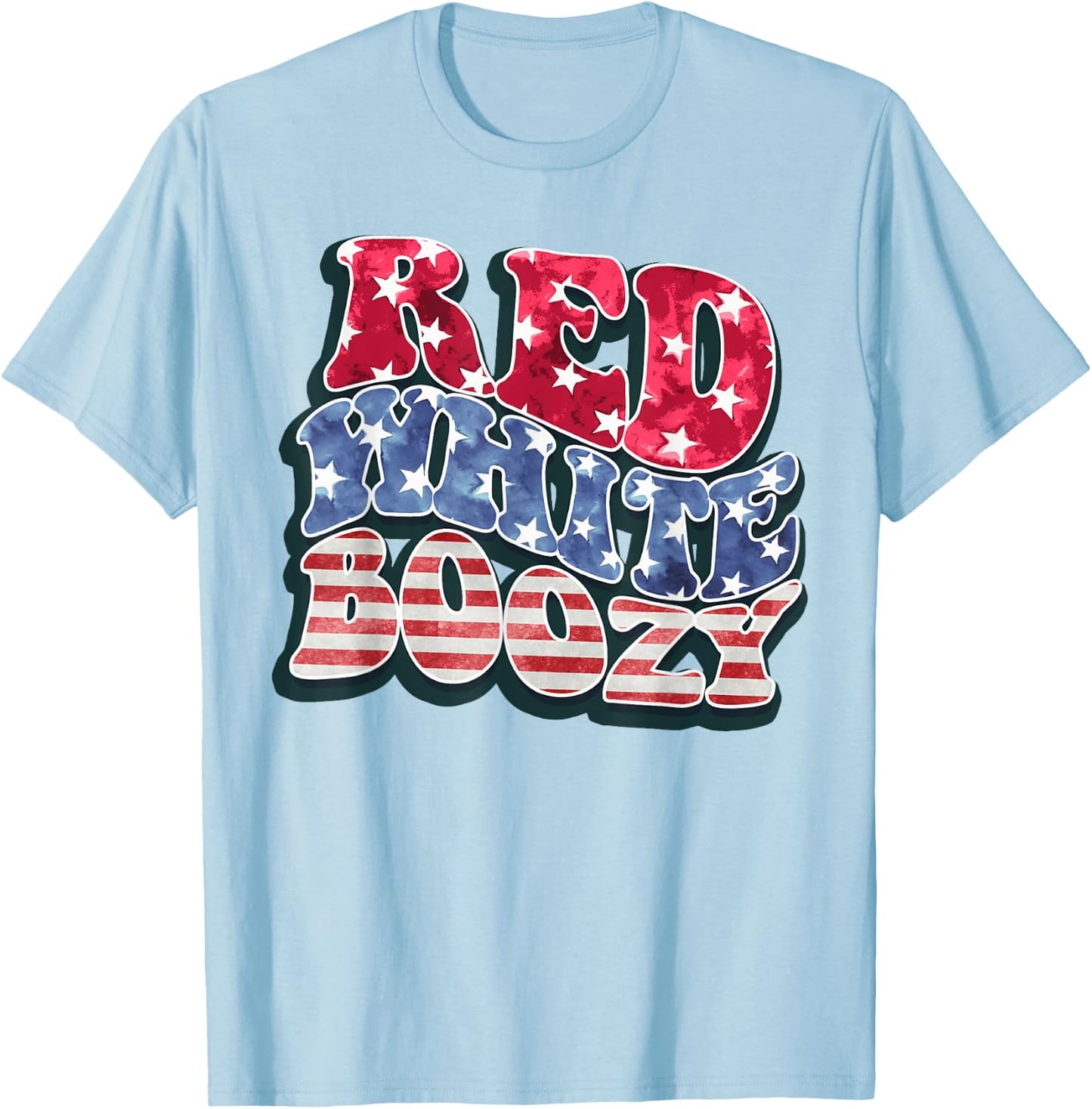 Red White And Boozy Shirt 4th Of July Funny Drinking Party T-Shirt - T-Shirt | Light Blue