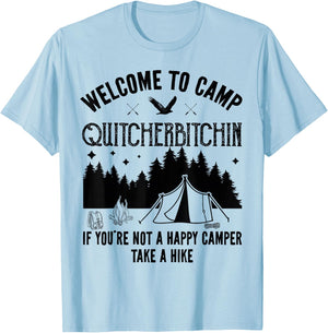 Welcome To Camp Quitcherbitchin Funny Vintage Camping T-Shirt - T-Shirt | Light Blue
