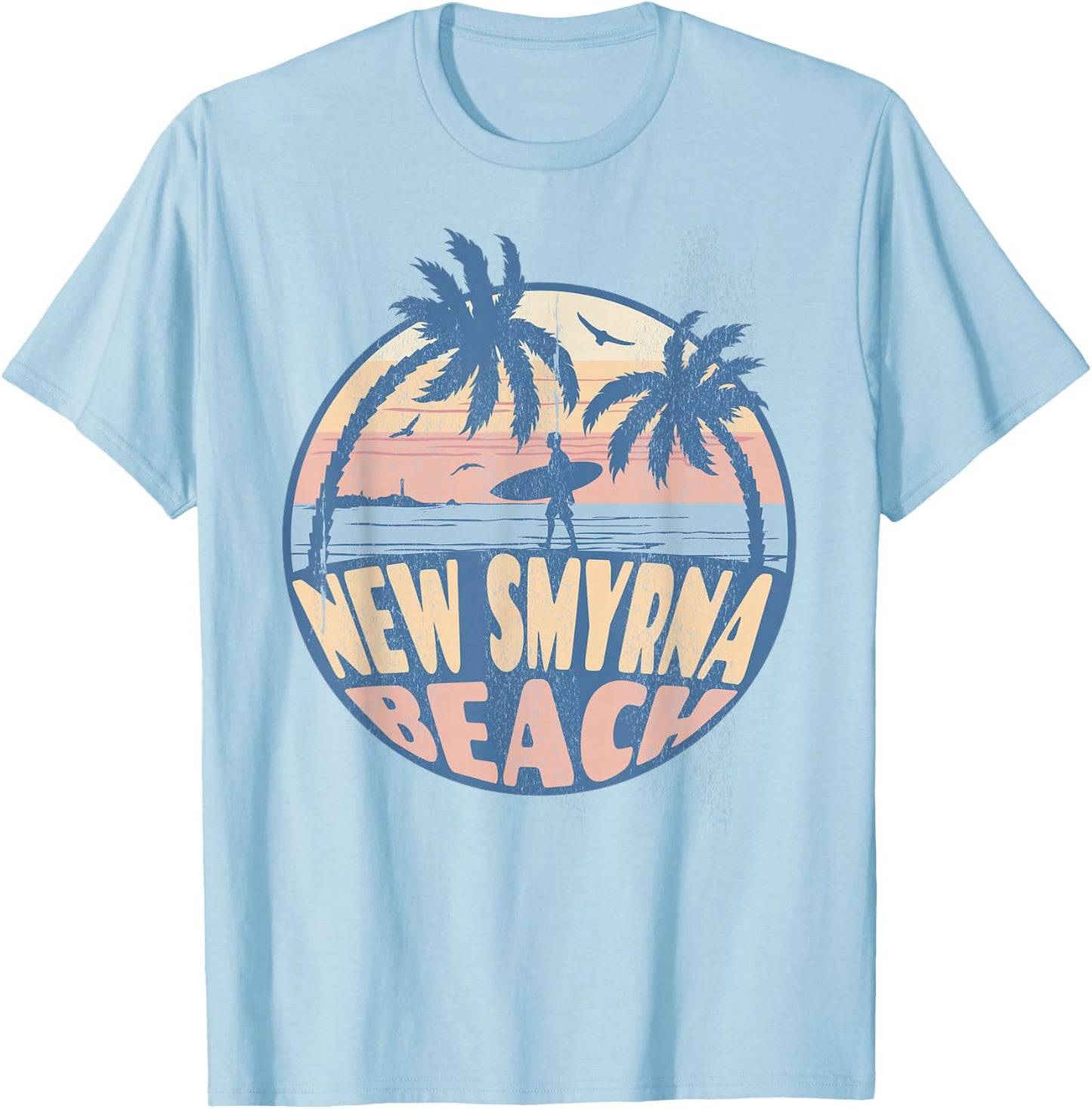 New Smyrna Florida Beach Surf Summer Vacation Vintage T-Shirt - T-Shirt | Light Blue