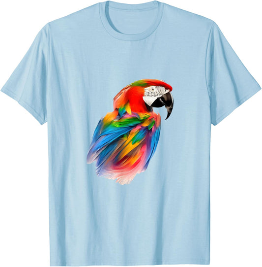 Red Macaw Parrot Colourful Bird Macaw Kanga Scarlet Macaw T-Shirt - T-Shirt | Light Blue