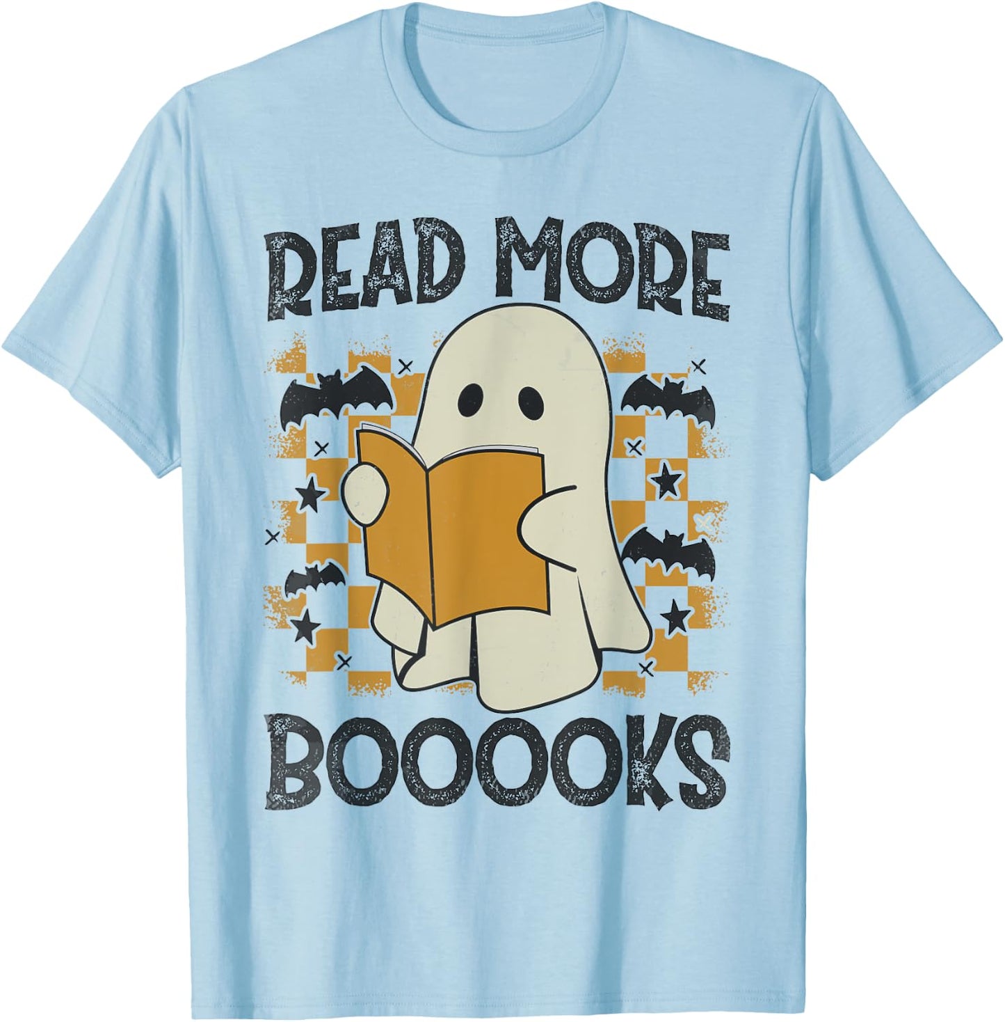 Halloween Read More Books Funny Ghost Reading Book Halloween T-Shirt - T-Shirt | Light Blue