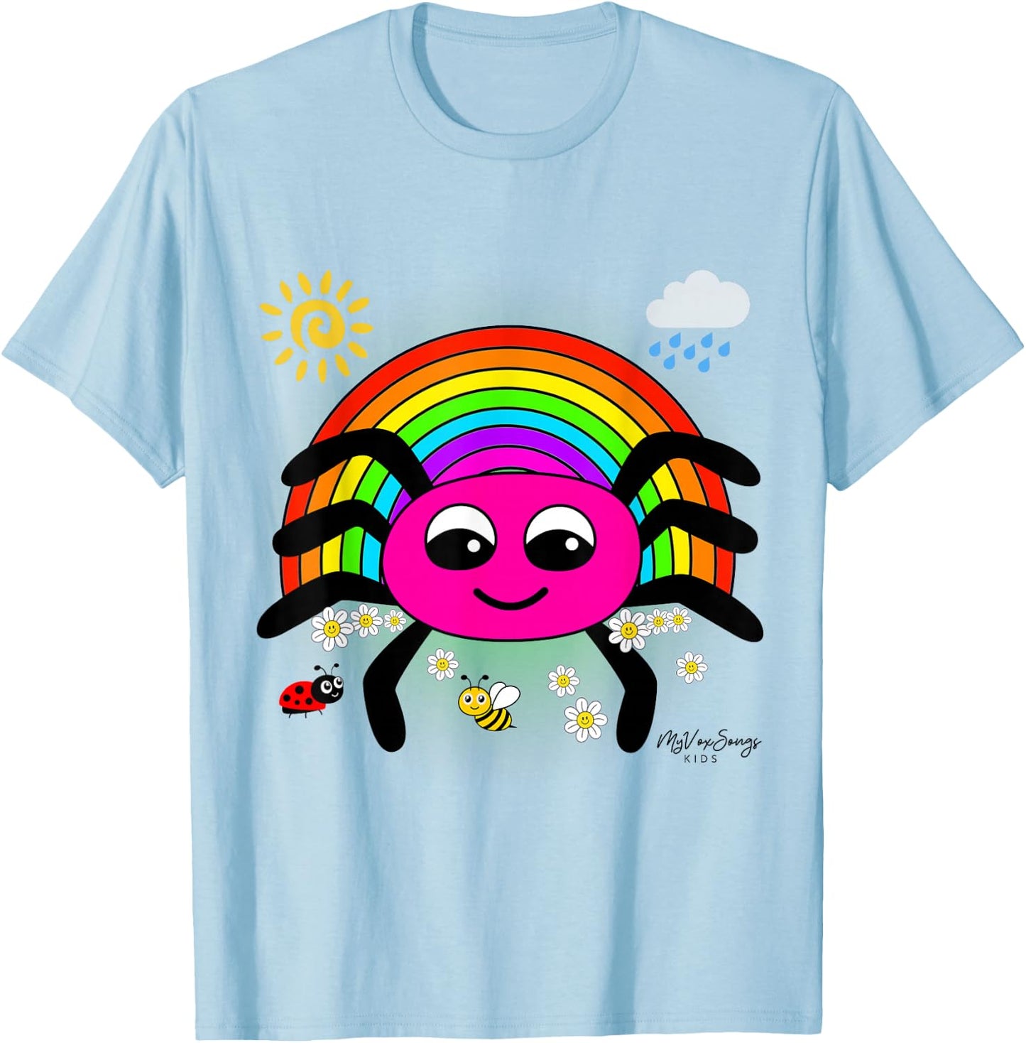 Itsy Bitsy Incy Wincy Spider Cute Nursery Rhymes design T-Shirt - T-Shirt | Light Blue