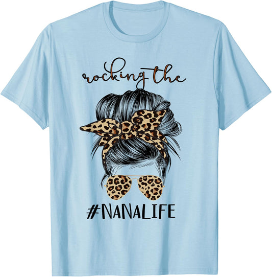 Rocking The Nana Life Grandma Women Christmas Mother's Day T-Shirt - T-Shirt | Light Blue
