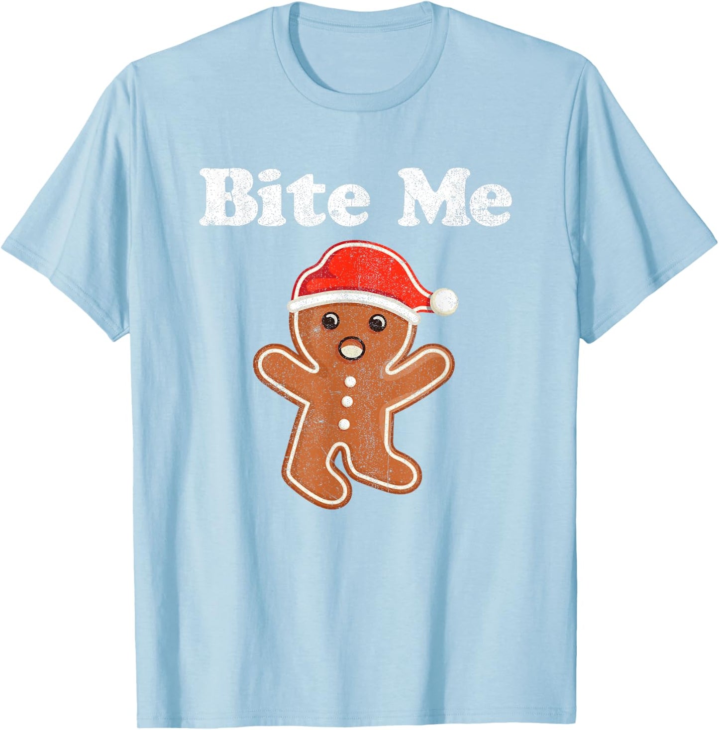Funny Gingerbread Man Bite Me Christmas Cookie Costume T-Shirt - T-Shirt | Light Blue