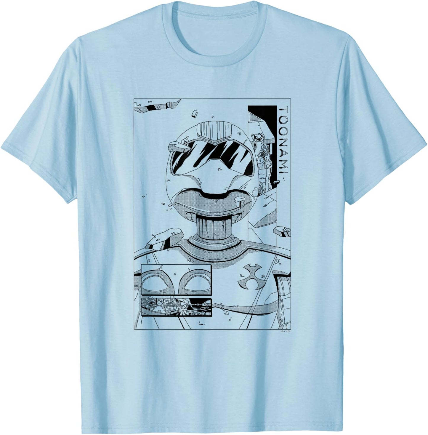 Toonami T.O.M. Manga Sketch Boxed Portrait T-Shirt - T-Shirt | Light Blue