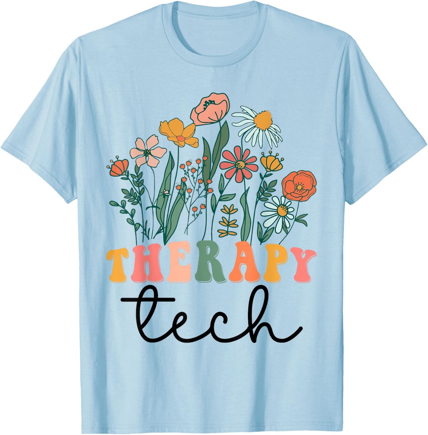 Groovy Wildflower Therapy Tech T-Shirt - T-Shirt | Light Blue