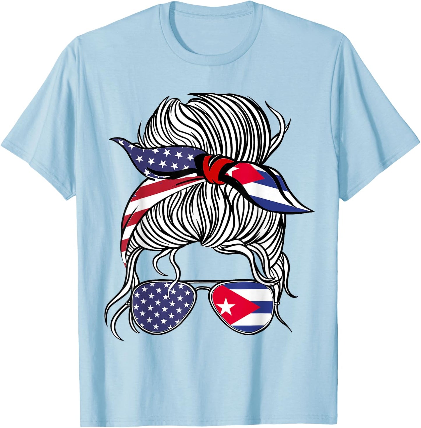 American Cuban Patriot Flag Women Girl Cuba Grown T-Shirt - T-Shirt | Light Blue