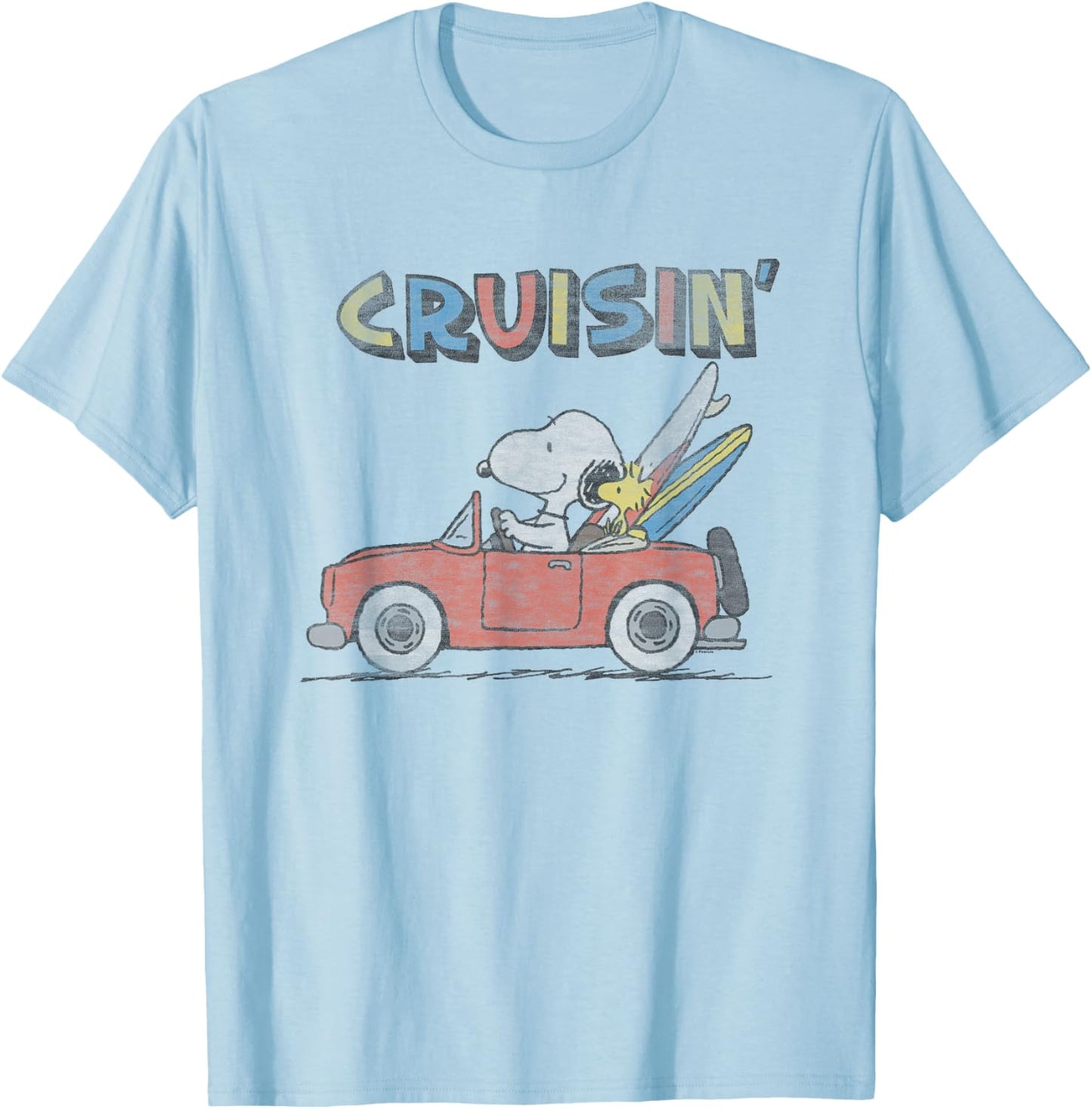 Peanuts Snoopy and Woodstock Cruisin' T-Shirt - T-Shirt | Light Blue