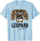 Messy Bun Leopard Junkie Sunglasses Hello Summer Mothers Day T-Shirt - T-Shirt | Light Blue