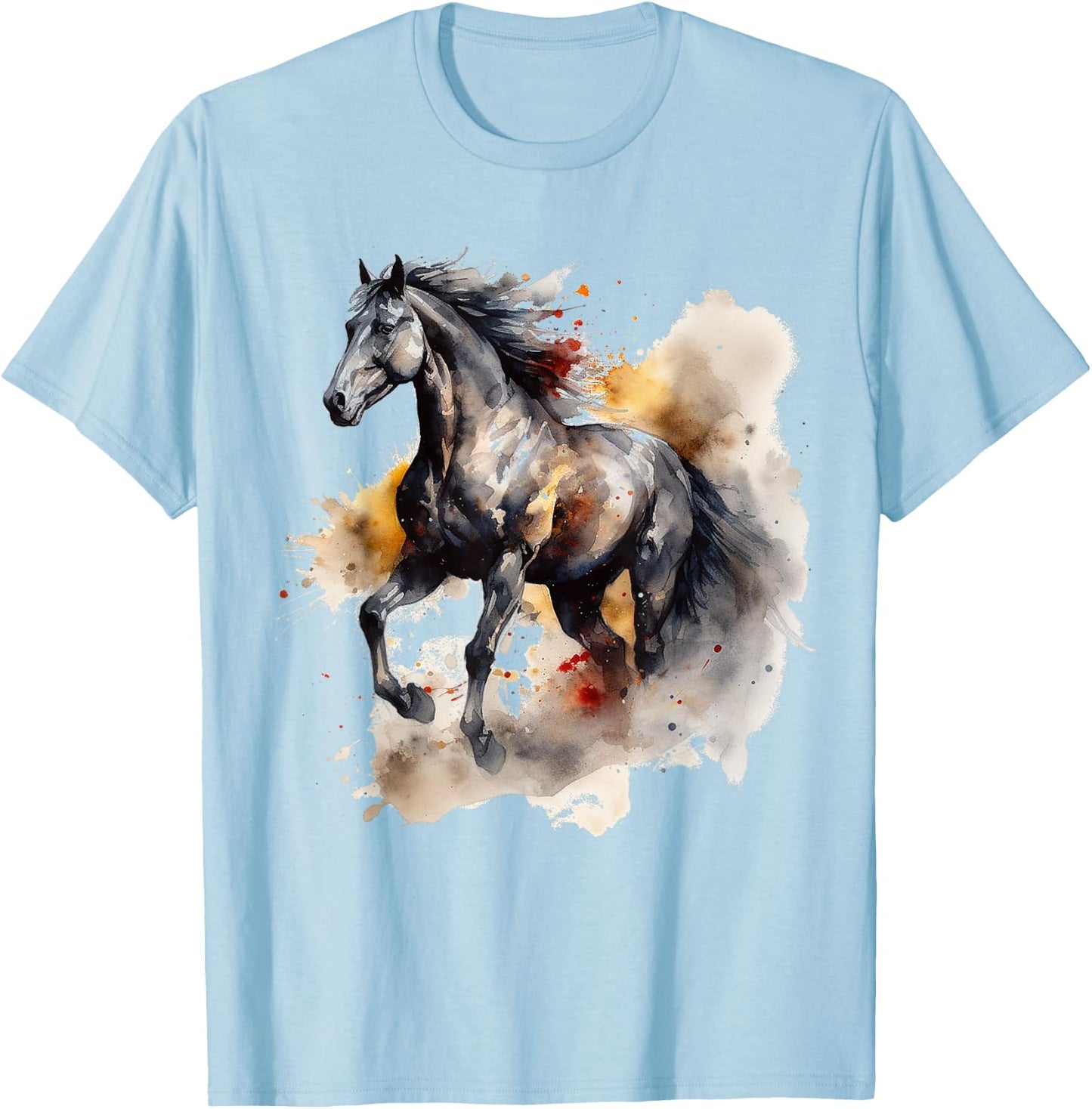 Horse Lover Artwork | Animal Motif Horse T-Shirt - T-Shirt | Light Blue