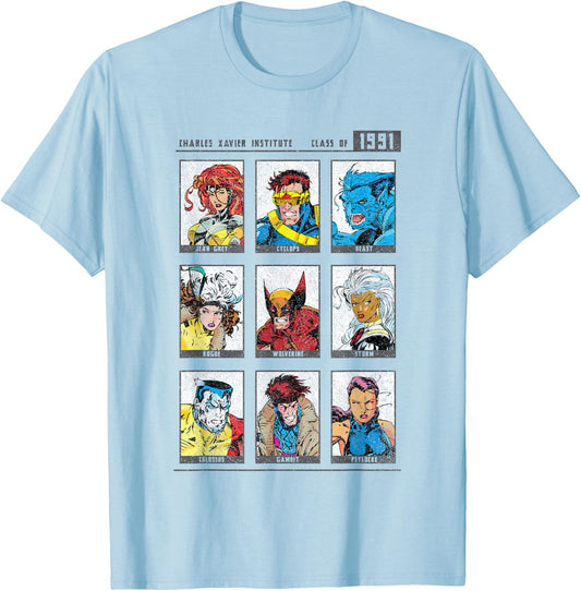 Marvel X-Men Charles Xavier Institute Class of 1991 Yearbook T-Shirt - T-Shirt | Light Blue