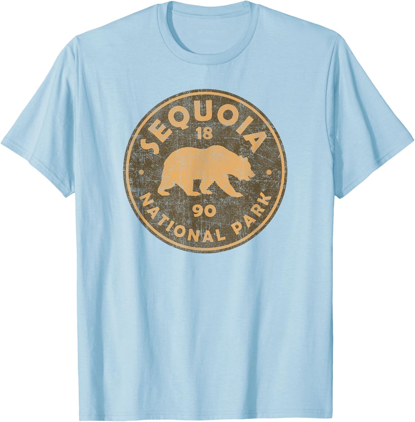 Retro Sequoia National Park Women Men Kids Vintage Hiking T-Shirt - T-Shirt | Light Blue