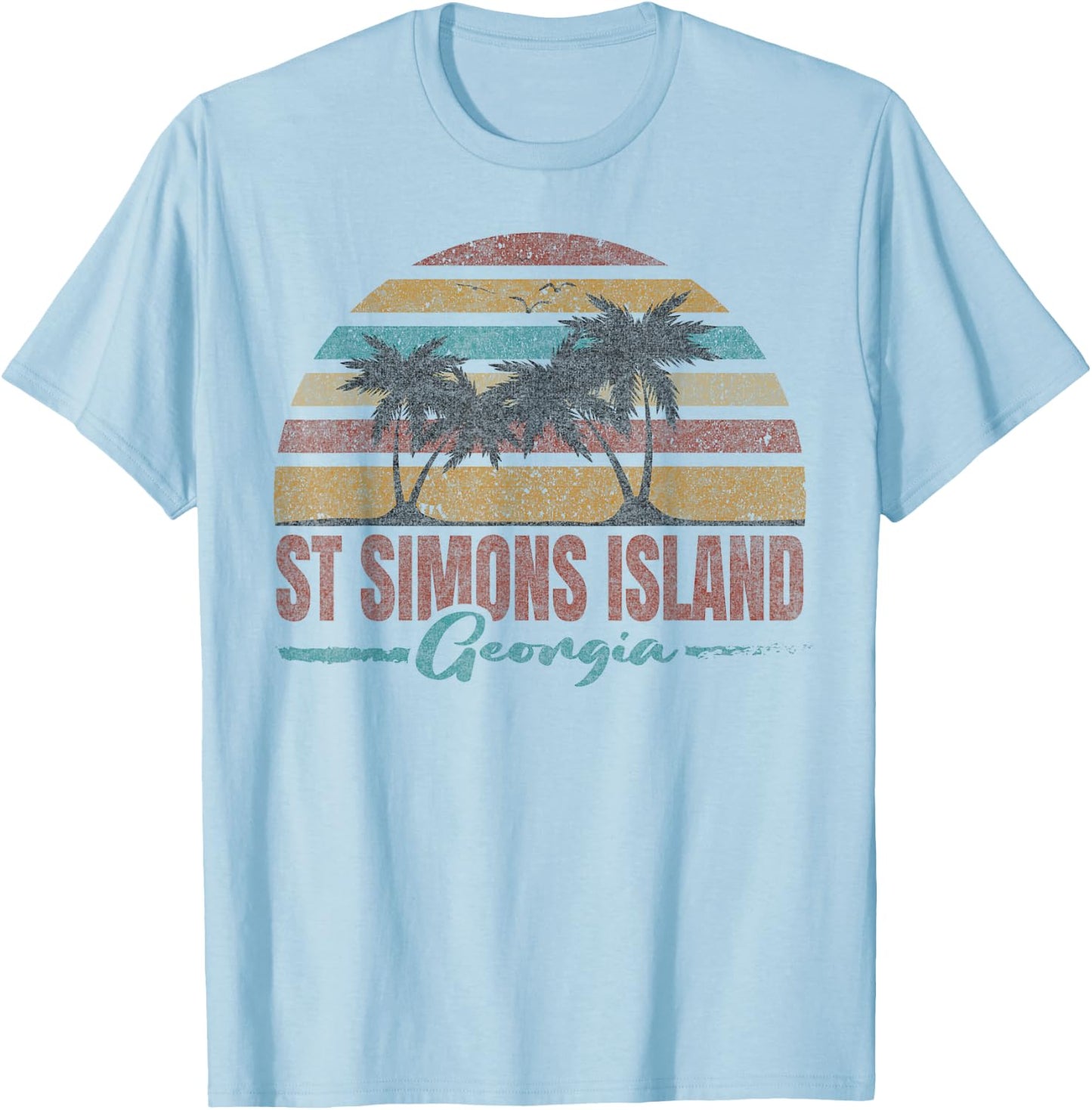 Beach Coastal City Vacation Souvenir St Simons Island T-Shirt - T-Shirt | Light Blue