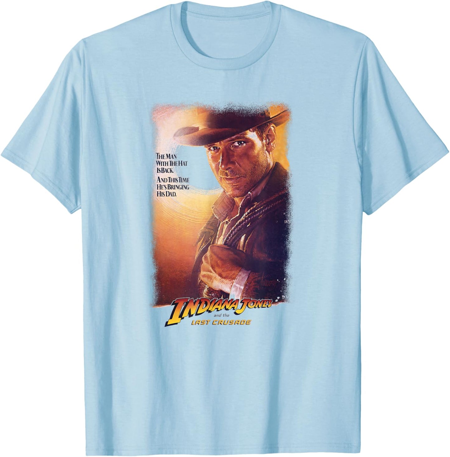 Indiana Jones and The Last Crusade Man with The Hat Poster T-Shirt - T-Shirt | Light Blue