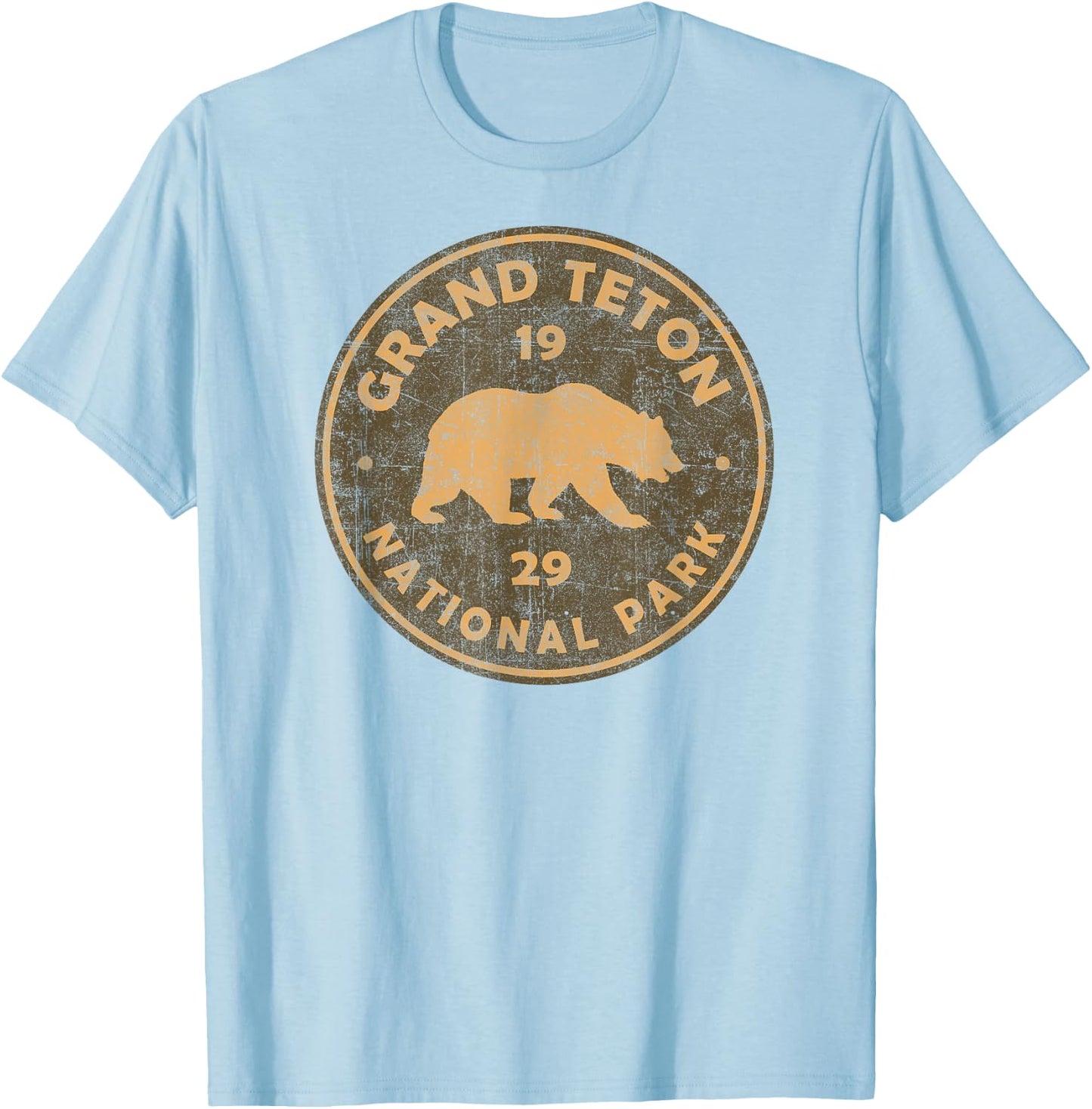 Retro Grand Teton National Park Wyoming Souvenir Hiking T-Shirt - T-Shirt | Light Blue