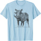 SM's Wild for Africa Apparel Warthog Boar Full Figure Artwork -Adults Grey Small Animal Print T-Shirt - T-Shirt | Light Blue