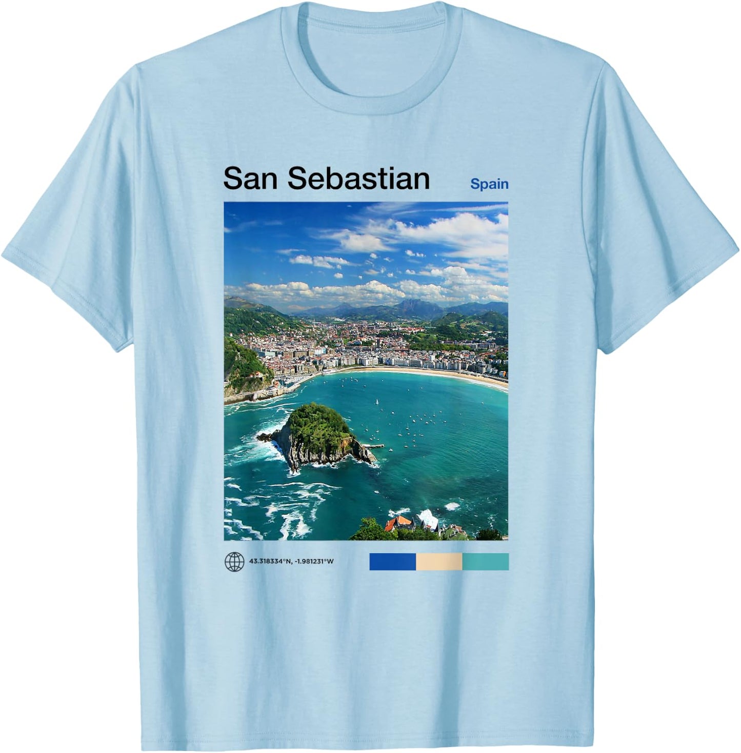 San Sebastian Travel Art - Spanish Souvenir Basque Country T-Shirt - T-Shirt | Light Blue