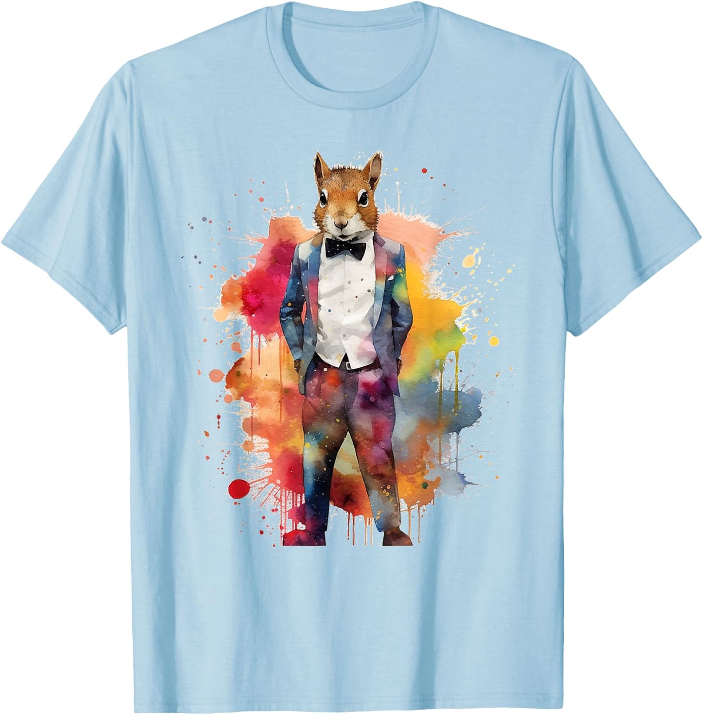 Squirrel Colourful Artwork - Animal Art Squirrel T-Shirt - T-Shirt | Light Blue